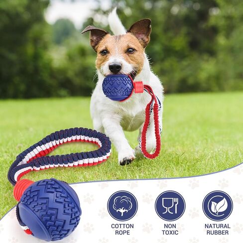 JAKPAK Dog Toys Dog Ball Interactive Dog Ball Rope Toy for Puppy Teething Chew Dogs Ball with Rope Kitten Dog Ball for Medium and Small Dog Ball with Rope for Tug of War, Training, Fetch(Red) in Saudi Arabia