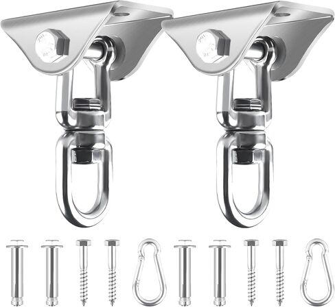 360 ° مجموعة معلقة أرجوحة متداولة ، سعة شاقة 1200 رطل من الفولاذ المقاوم للصدأ معلقة السنانير المتأرجحة ، 1 شماعات أرجوحة الحزمة لليوغا ، كرسي أرجوحة ، أكياس رملية ، أرجوحة (أسود in Kuwait