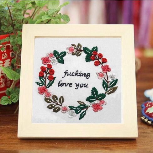 Nuberlic Funny Bee Embroidery Kits for Beginners, Please Get Out of My House Embroidery Kit for Adults- Easy Cross Stitch Starter Kit with Printed Fabric, Hoop, Needles Instruction and Threads in Kuwait