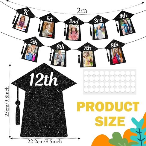 Oudain Peace out 8th Grade Next Stop High School Banner Graduation Decorations Class of 2025 Party Supplies K-8th Grade Graduation Photo Banner(Black Glitter) in Saudi Arabia