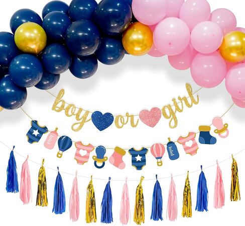 Katchon ، Glitter Pink أو Blue We Love You Lanner - 10 أقدام ، لا DIY | صبي أو فتاة الجنس تكشف لافتة مع مروحة الورق مرواة ، والكشف عن جنس الطفل ديكورات | يكشف النوع الاجتماعي الوردي والأزرق عن الزخارف in Saudi Arabia