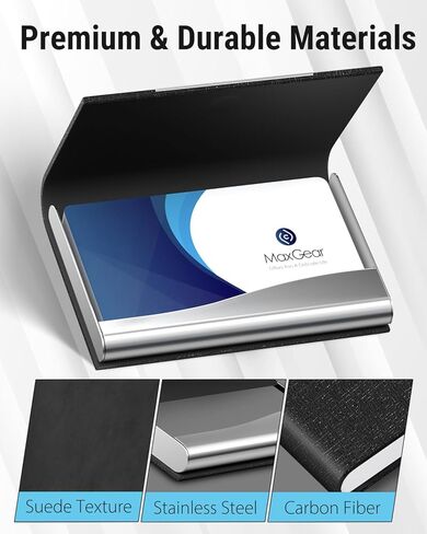 حامل بطاقة MaxGear Business ، PU Leather Cards Cards للرجال والنساء ، منظم حامل البطاقات الاحترافي مع حظر RFID ، الكربون الأسود in Kuwait