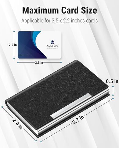 حامل بطاقة MaxGear Business ، PU Leather Cards Cards للرجال والنساء ، منظم حامل البطاقات الاحترافي مع حظر RFID ، الكربون الأسود in Kuwait