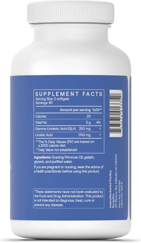 BodyBio Evening Primrose Oil - Natural Gamma Linolenic Acid for Healthy Skin & Hormone Balance - Non-GMO, Cold Pressed, 180 softgels in Kuwait