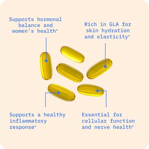 BodyBio Evening Primrose Oil - Natural Gamma Linolenic Acid for Healthy Skin & Hormone Balance - Non-GMO, Cold Pressed, 180 softgels in Kuwait