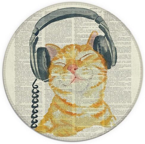 Knibeo Retro Hipster Cat with Red Glasses Waterproof Small Round Mouse Pad,7.9 x 7.9 Inch Non-Slip Rubber Base Decorative Mousepad for Dorm Office Home Desk Decor,Cat Lovers Cat Mom Girls Women Gifts in Saudi Arabia