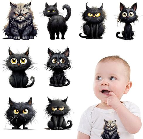3 Pieces Children Halloween Iron on Transfer Adorable Cute Black Cat Iron on Decals Iron on Transfers for T-Shirts Clothes Craft DIY Decorations Iron on Decals Suitable for Boys and Girls in Saudi Arabia