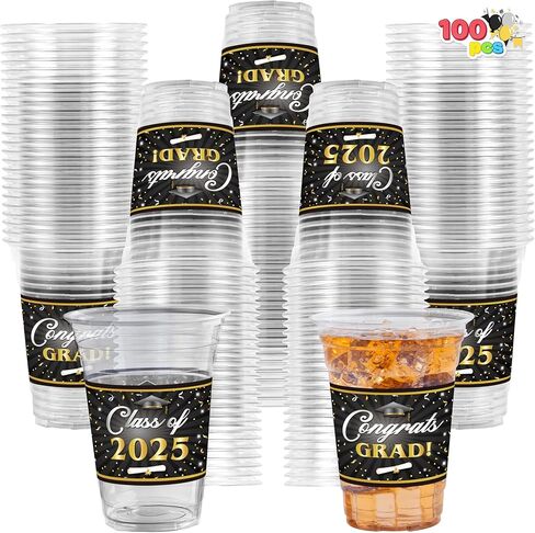 Joyin 100 PCS 16oz حفل التخرج من الكؤوس البلاستيكية (RED) ، CRARG يمكن التخلص من الكؤوس للصف من 2025 خريجي ، أكواب الحيوانات الأليفة الجزء الأكبر لعام 2025 مدرسة ثانوية تخرج تخرج الحفلات. in Kuwait