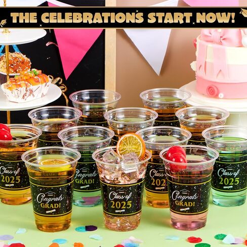 Joyin 100 PCS 16oz حفل التخرج من الكؤوس البلاستيكية (RED) ، CRARG يمكن التخلص من الكؤوس للصف من 2025 خريجي ، أكواب الحيوانات الأليفة الجزء الأكبر لعام 2025 مدرسة ثانوية تخرج تخرج الحفلات. in Kuwait