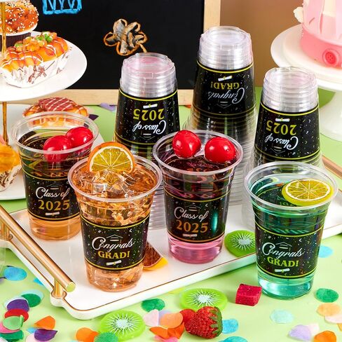 Joyin 100 PCS 16oz حفل التخرج من الكؤوس البلاستيكية (RED) ، CRARG يمكن التخلص من الكؤوس للصف من 2025 خريجي ، أكواب الحيوانات الأليفة الجزء الأكبر لعام 2025 مدرسة ثانوية تخرج تخرج الحفلات. in Kuwait