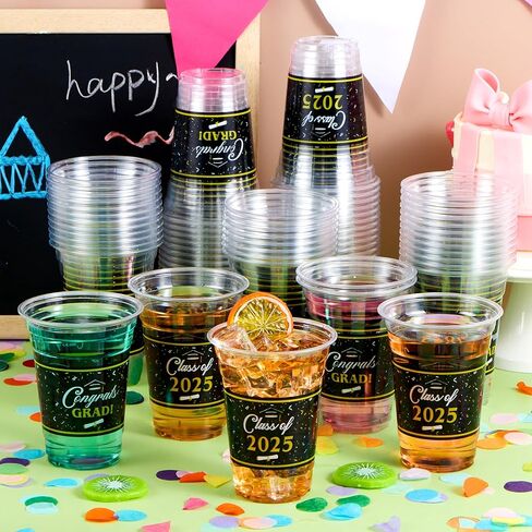 Joyin 100 PCS 16oz حفل التخرج من الكؤوس البلاستيكية (RED) ، CRARG يمكن التخلص من الكؤوس للصف من 2025 خريجي ، أكواب الحيوانات الأليفة الجزء الأكبر لعام 2025 مدرسة ثانوية تخرج تخرج الحفلات. in Kuwait