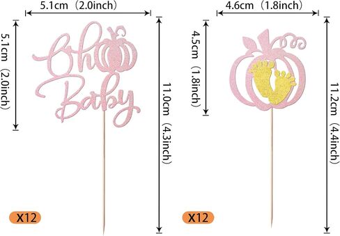 RSSTARXI 24 Pack Oh Baby Pumpkin Cupcake Toppers Glitter Fall Feat Feet Cupcake يختار ديكورات كعكة استحمام الطفل للحصاد in Kuwait