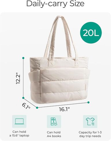 BAGSMART Tote Bag for Women, Lightweight Puffy Tote Bag for Travel, Work, Beach, Gym, Shop in Kuwait