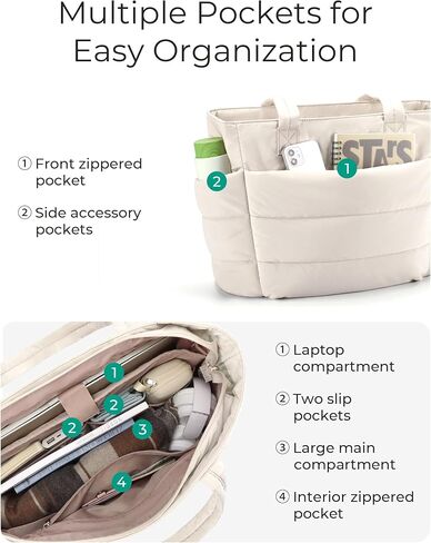 BAGSMART Tote Bag for Women, Lightweight Puffy Tote Bag for Travel, Work, Beach, Gym, Shop in Kuwait