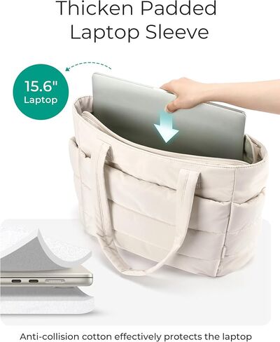 BAGSMART Tote Bag for Women, Lightweight Puffy Tote Bag for Travel, Work, Beach, Gym, Shop in Kuwait