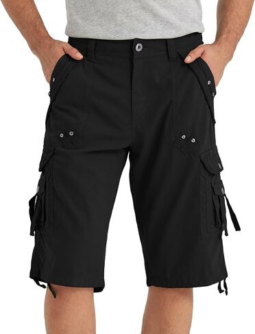 BEST SOUTH Men's Long Shorts Below Knee 13 Inches Relaxed Fit Casual Capri 3/4 Pants 8 Pockets in Kuwait