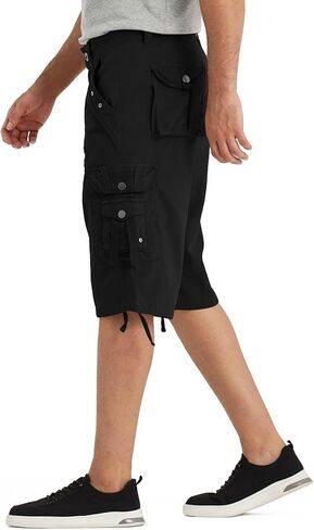 BEST SOUTH Men's Long Shorts Below Knee 13 Inches Relaxed Fit Casual Capri 3/4 Pants 8 Pockets in Kuwait