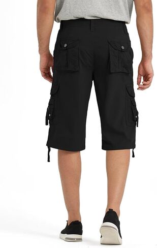 BEST SOUTH Men's Long Shorts Below Knee 13 Inches Relaxed Fit Casual Capri 3/4 Pants 8 Pockets in Kuwait