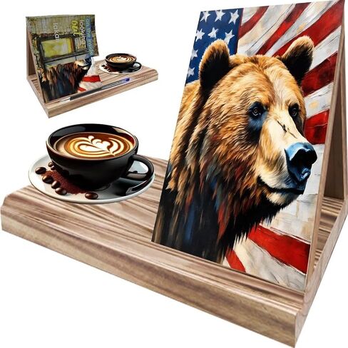 Dinosaur Wooden Triangle Book Holder,Crack Hole Dinosaur Bookmark with Coffee Cup Holder,Book Stand for Page Rest,Night Stand Book Reading Rest with Slotted for Readers Teachers in Saudi Arabia