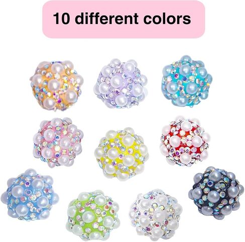 Decor for Pens 10pcs Full Pearl Beads Chunky Glitter Beads for Beaded Pens Bulk Jewelry Keychains Making in Saudi Arabia