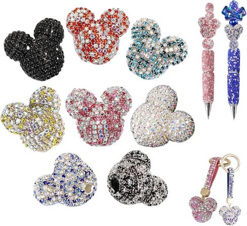 Decor for Pens 10pcs Full Pearl Beads Chunky Glitter Beads for Beaded Pens Bulk Jewelry Keychains Making in Saudi Arabia