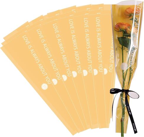 L7HWDP 30 PCS Single Rose Sleeve Bouquet Bags Plastic Single Flower Wrapping Rose Packaging, For Weddings, Birthdays, Anniversaries, Valentine's Day, Mother's Day, Father's Day, Graduations (Pink) in Kuwait