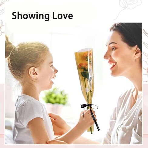 L7HWDP 30 PCS Single Rose Sleeve Bouquet Bags Plastic Single Flower Wrapping Rose Packaging, For Weddings, Birthdays, Anniversaries, Valentine's Day, Mother's Day, Father's Day, Graduations (Pink) in Kuwait