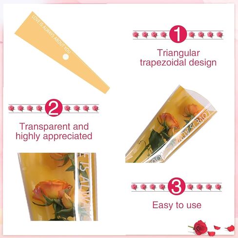 L7HWDP 30 PCS Single Rose Sleeve Bouquet Bags Plastic Single Flower Wrapping Rose Packaging, For Weddings, Birthdays, Anniversaries, Valentine's Day, Mother's Day, Father's Day, Graduations (Pink) in Kuwait
