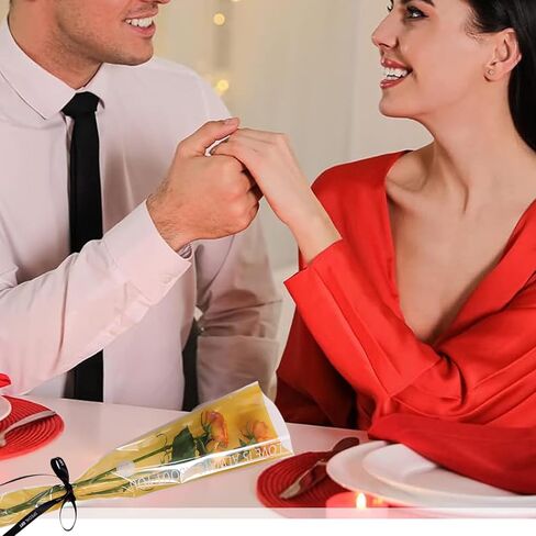 L7HWDP 30 PCS Single Rose Sleeve Bouquet Bags Plastic Single Flower Wrapping Rose Packaging, For Weddings, Birthdays, Anniversaries, Valentine's Day, Mother's Day, Father's Day, Graduations (Pink) in Kuwait