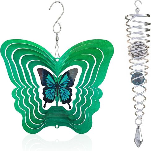 Heart Wind Spinners with Crystals for Yard and Garden, Metal Ornaments for Garden Décor, Outdoor Wind Spinner, Heart Décor Gifts, Outdoor Garden Decoration, 15 inch Heart Wall Décor by ISEO in Saudi Arabia