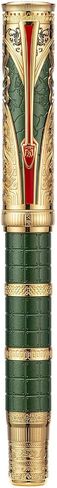 Hongdian D5X Fountain Pen Extra Fine Nib Black Color, Qin Dynasty Retro Chinese Totem Engraving Smooth Writing Pen with Converter and Pen Box Set in Kuwait