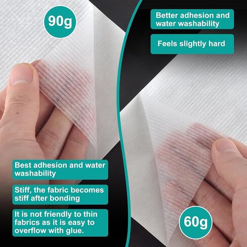 Heavy Duty Fusible Web Sheets, 8.5" x 11" - 5 Pack for Fabric Applique & Sewing, 60g Adhesive for Strong Bonding & Wash Durability, Fusible Webbing Interfacing for DIY Crafts and Hemming in Saudi Arabia