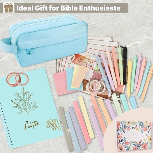 Bible Study Supplies Journaling Kit for Women, Bible Study Kit Includes No Bleed Highlighters and Pens, Pen Case, Annotation kit, Christian Gifts for Women, Beginners in Kuwait
