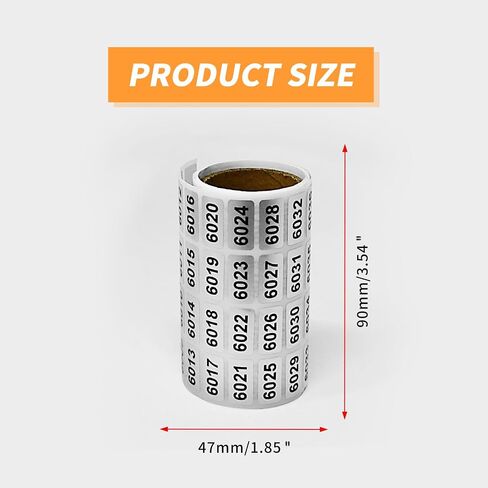 PENCK 7001 to 8000 Number Label Stickers Black Inventory Numbering Small Consecutive Number Sticker for Office Warehouse Classification Storage in Saudi Arabia