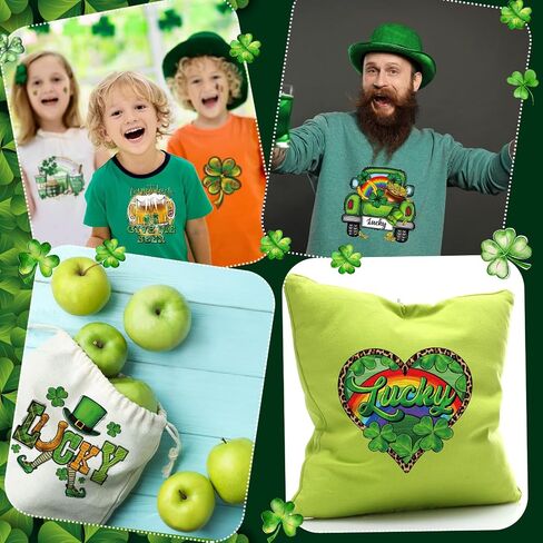Estune 30 Pcs St. Patrick's Day Iron on Heat Transfers Western Clover Patches Decals Retro Cowboy Appliques Stickers Iron on Decals for T Shirts Clothes Bag Pillow Covers DIY (Retro Style) in Saudi Arabia