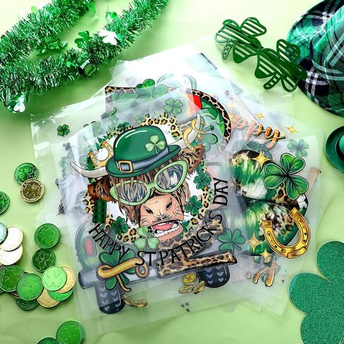 Estune 30 Pcs St. Patrick's Day Iron on Heat Transfers Western Clover Patches Decals Retro Cowboy Appliques Stickers Iron on Decals for T Shirts Clothes Bag Pillow Covers DIY (Retro Style) in Saudi Arabia