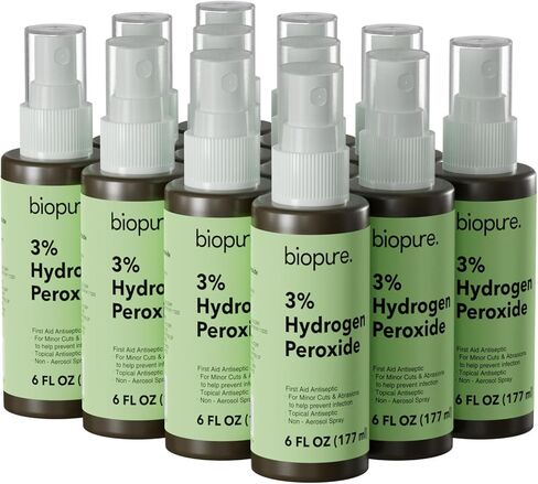 رذاذ بيروكسيد الهيدروجين بيوبيور 6 أونصة سائلة - زجاجة رذاذ مريحة خالية من الأيروسول تحتوي على 3% بيروكسيد الهيدروجين| بيروكسيد الهيدروجين 3% مطهر موضعي للإسعافات الأولية للجروح والسحجات الطفيفة (عبوتان) in Kuwait
