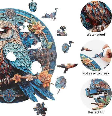 KAAYEE Wooden Jigsaw Puzzles-Wooden Puzzle Adult Unique Shape Advanced Wise Owl Wood Puzzle for Adult, Fathers Family Christmas Games 13.5 * 13.1 in 344 pcs in Saudi Arabia