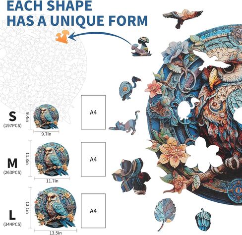 KAAYEE Wooden Jigsaw Puzzles-Wooden Puzzle Adult Unique Shape Advanced Wise Owl Wood Puzzle for Adult, Fathers Family Christmas Games 13.5 * 13.1 in 344 pcs in Saudi Arabia