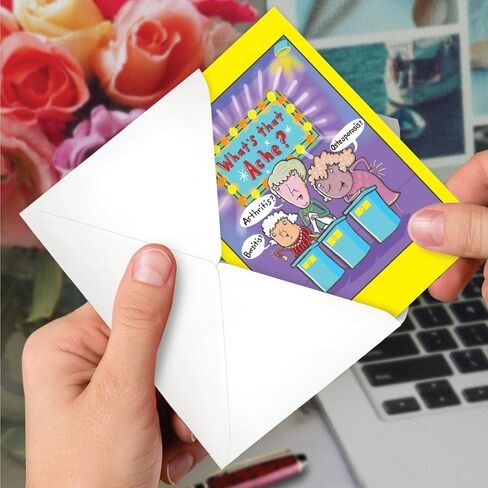 NobleWorks - 1 Funny Women's Birthday Card with Envelope - Cartoon Humor, Stationery Bday Celebration Card for Wife, Women - Lines and Wrinkles C9319BDG in Saudi Arabia