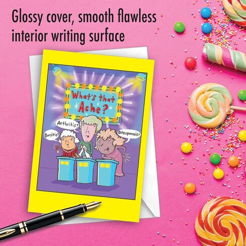 NobleWorks - 1 Funny Women's Birthday Card with Envelope - Cartoon Humor, Stationery Bday Celebration Card for Wife, Women - Lines and Wrinkles C9319BDG in Saudi Arabia