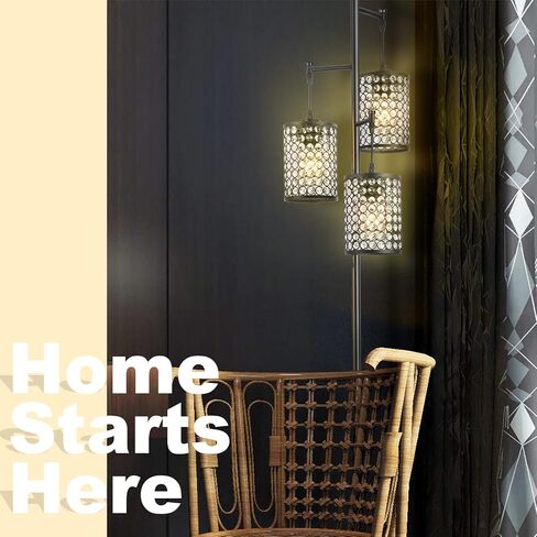 EE Eleven Master Master Modern 3 Light Tree Floor Lamp لغرفة المعيشة مصباح دافئ الكريستال مع/إيقاف تشغيل/إيقاف تشغيل ضوء القطب الأسود الأنيق لغرف النوم فندق Office Hotel in Saudi Arabia