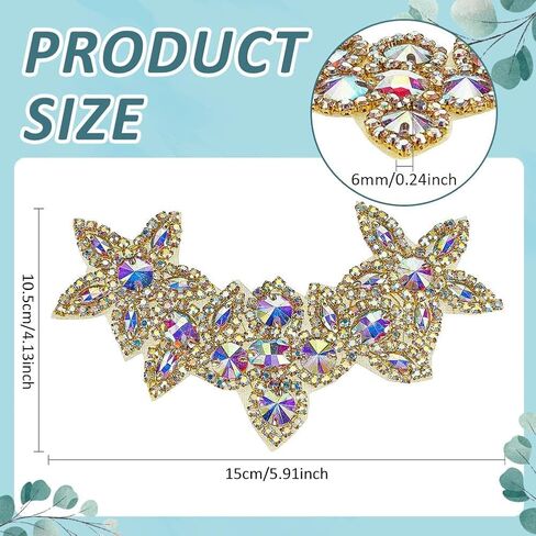 Fingerinspire Flower Flower Rhinestone Chaking 5.9x4.1inch Clear AB Rhinestone healshes with white back proch with on/sew on wedder bridal patches patch patch belt belt belt for diy decoration in Saudi Arabia