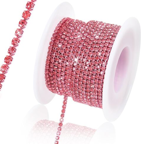 10 Yards 4 MM Rhinestone Chain Trim Crystal Rhinestone Close Chain Trim for Sewing Crafts, DIY Decoration, Jewelry, Clothing, Shoes(Light Blue) in Kuwait