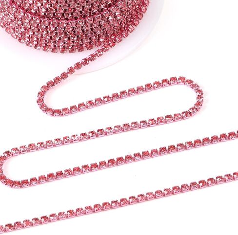 10 Yards 4 MM Rhinestone Chain Trim Crystal Rhinestone Close Chain Trim for Sewing Crafts, DIY Decoration, Jewelry, Clothing, Shoes(Light Blue) in Kuwait