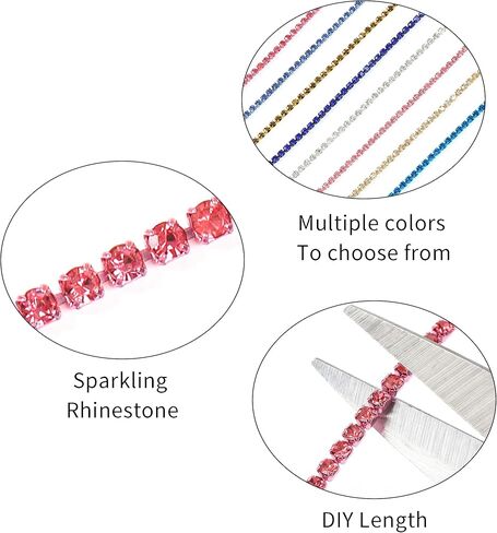 10 Yards 4 MM Rhinestone Chain Trim Crystal Rhinestone Close Chain Trim for Sewing Crafts, DIY Decoration, Jewelry, Clothing, Shoes(Light Blue) in Kuwait