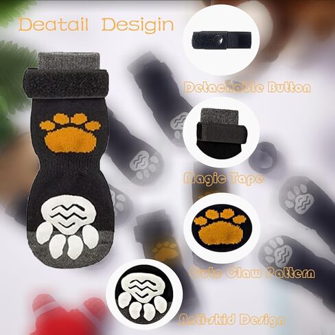 Anti-Slip Dog Sock to Prevent Licking Paws Dog Socks for Hardwood Floors Anti Slip Adjustable Dog Grippy Socks for Senior Keep Warm Dog Protection Socks for X-Large Dogs in Saudi Arabia