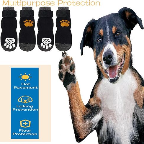 Anti-Slip Dog Sock to Prevent Licking Paws Dog Socks for Hardwood Floors Anti Slip Adjustable Dog Grippy Socks for Senior Keep Warm Dog Protection Socks for X-Large Dogs in Saudi Arabia