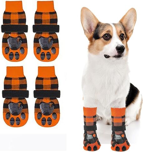 Anti-Slip Dog Sock to Prevent Licking Paws Dog Socks for Hardwood Floors Anti Slip Adjustable Dog Grippy Socks for Senior Keep Warm Dog Protection Socks for X-Large Dogs in Saudi Arabia
