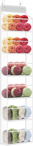 KEEGH Over Door Hanging Yarn Storage Organizer, Knitting and Crochet Storage Organizer with 5 Layer Clear Compartments, Hanging Yarn Ball Storage for Crochet Hooks, Knitting Needles, Yarn Balls in Saudi Arabia